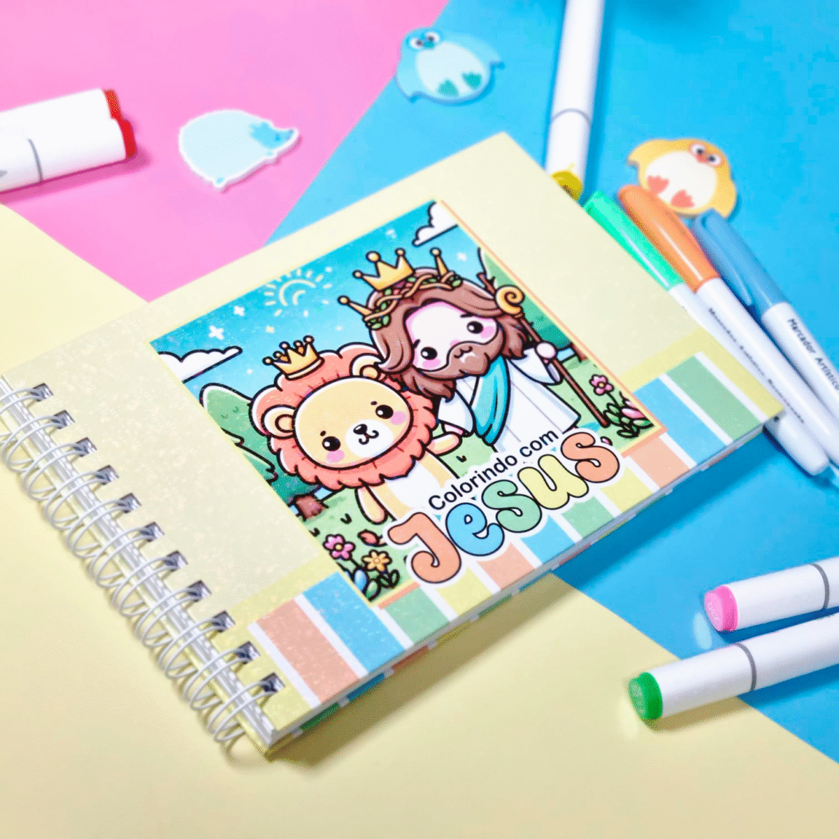 Livro Colorindo com Jesus: Para Meninos - Capa Amarela